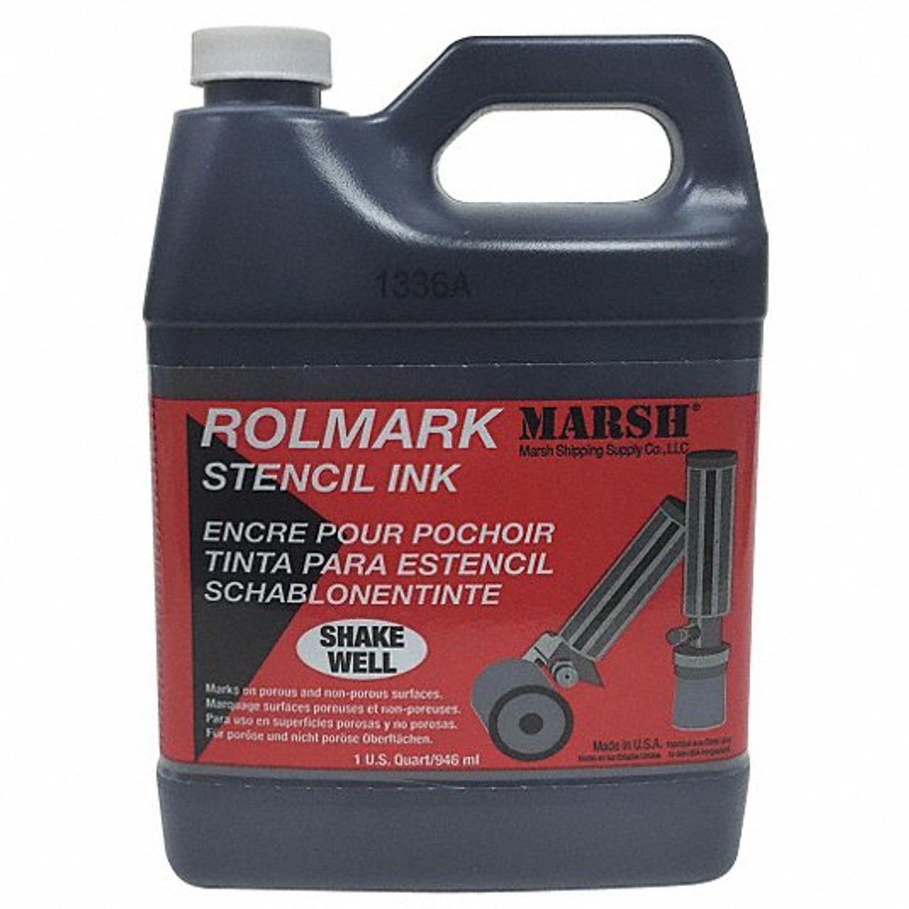 Stencil Ink, Rolmark, 1 qt Container, Jug, Liquid, 7, 0.98 Specific Gravity