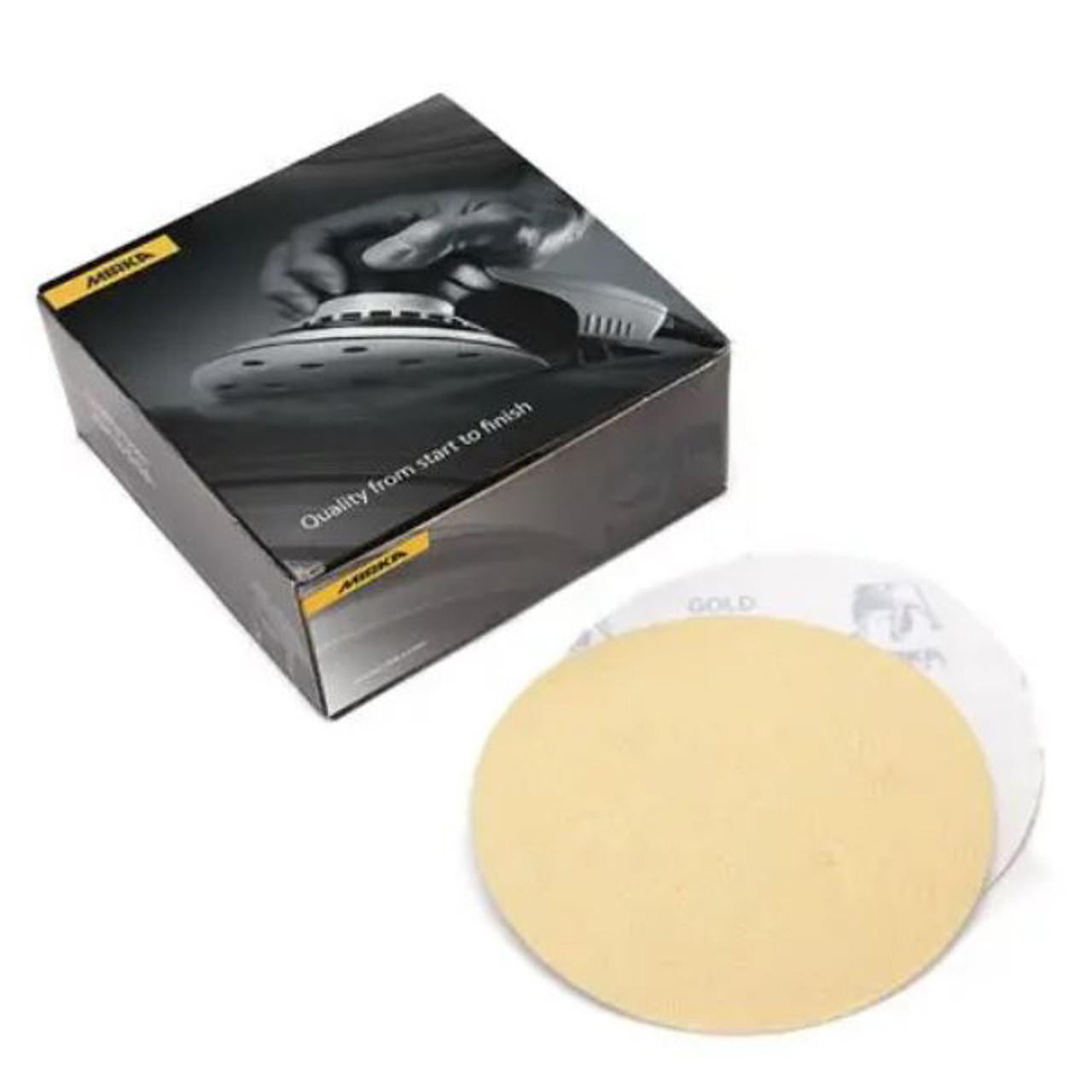 MIRKA Gold Abrasive Disc, Pressure Sensitive, 5 in Dia Disc, Extra Fine, Aluminium Oxide Abrasive
