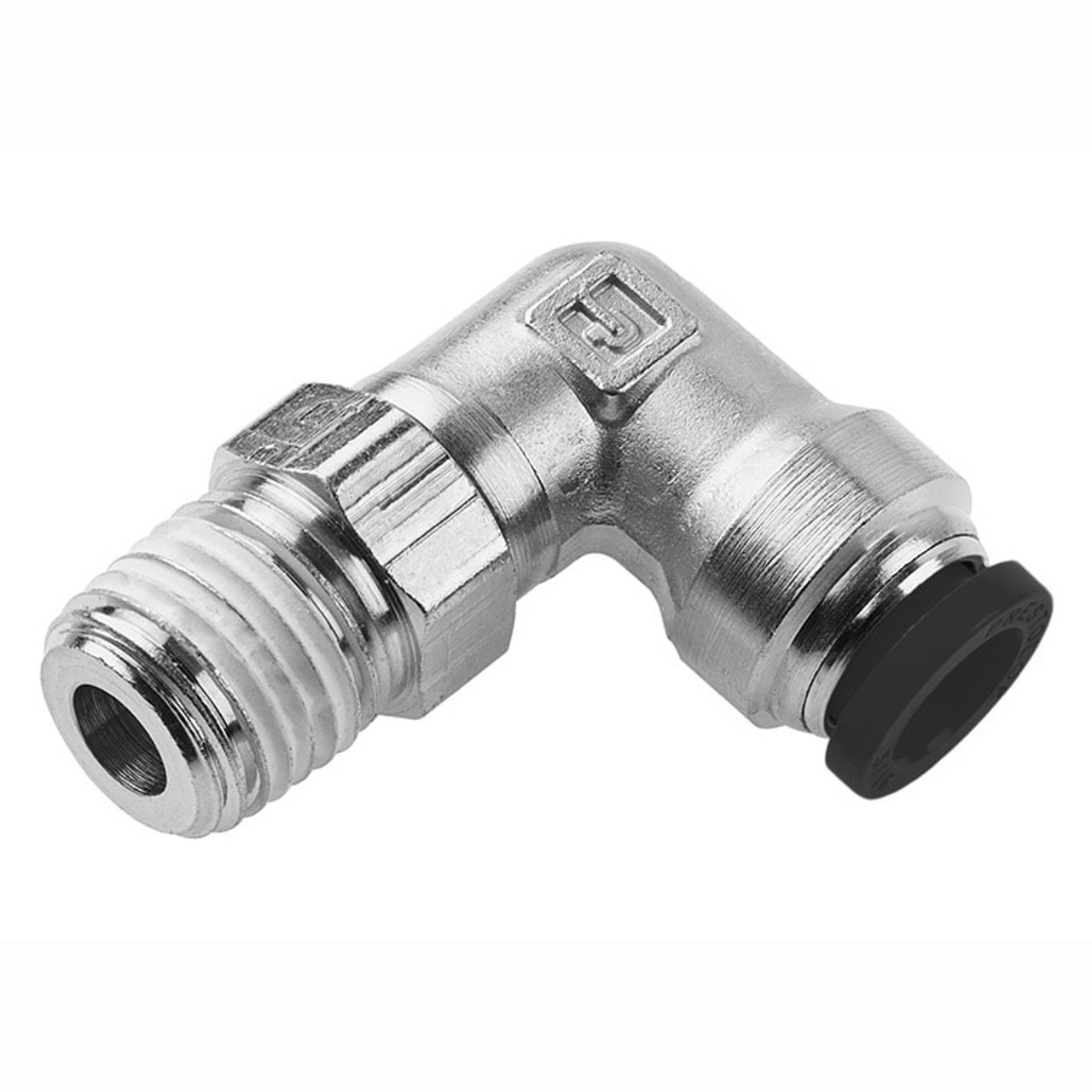 PARKER Prestolok PLP Elbow, Elbow, Push-to-Connect x MNPTF End, 300 psi, 0 to 200 deg F, Brass, Nickel Plated, Domestic