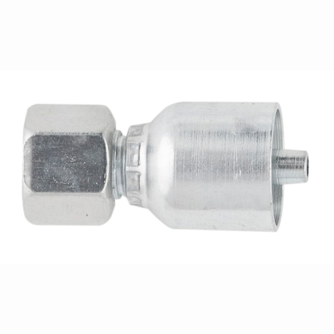 PARKER 43 Series Hydraulic Hose Fitting,Crimp Style, Straight,Female Metric L - Swivel 24 deg Cone End,70 deg F,Steel