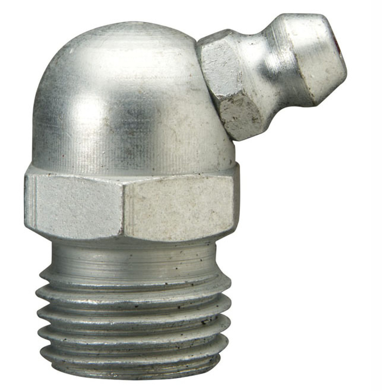 Zerk Fitting, 9/16 in Hex, Trivalent Zinc Plated, Steel, 1/4 in PTF Thread