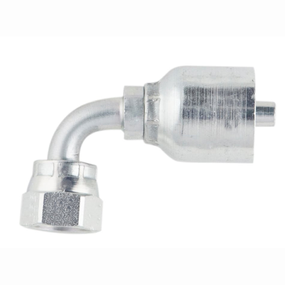 PARKER 43 Series Hydraulic Hose Elbow,Crimp Style,Female Seal-Lok Swivel x Hose End,90 deg,70 deg F,Steel,Domestic