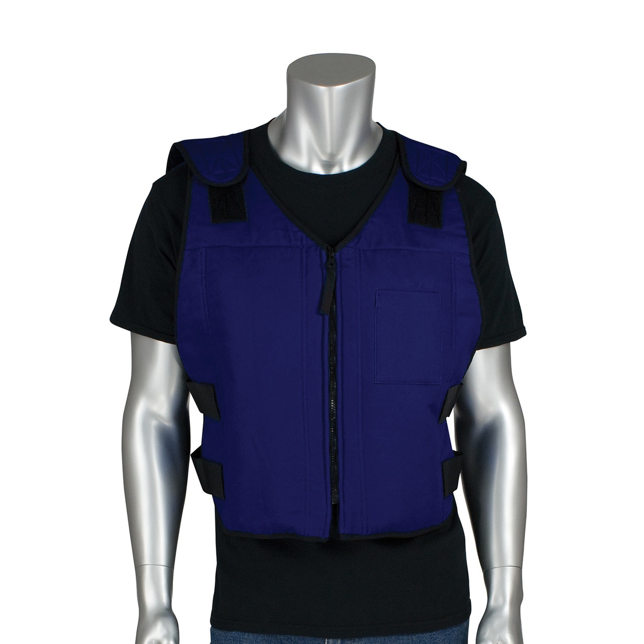 Cooling Vest, 45 min Cooling, Zipper Closure, Premium, Navy Blue, Cotton,  Nylon