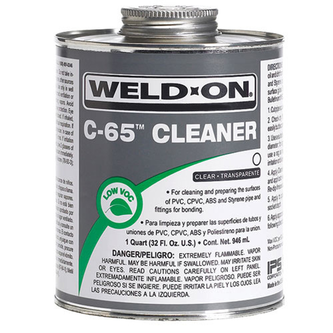 PVC Cleaner, Clear, 25 g/L VOC, 1.4 deg F Flash, 90% Acetone,  1 to 5% Cyclohexanone