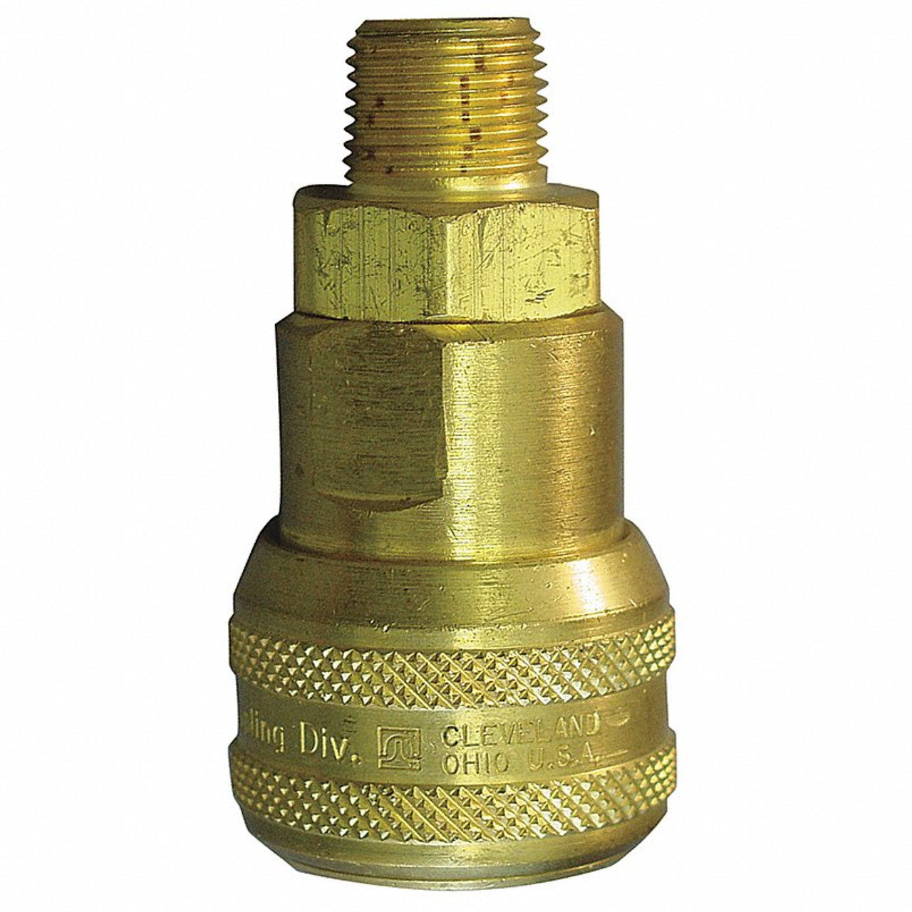 Hose Coupling, 0.69 in Hex, 1.19 in wd, MNPT End, -40 to 250 deg F, Socket, Brass