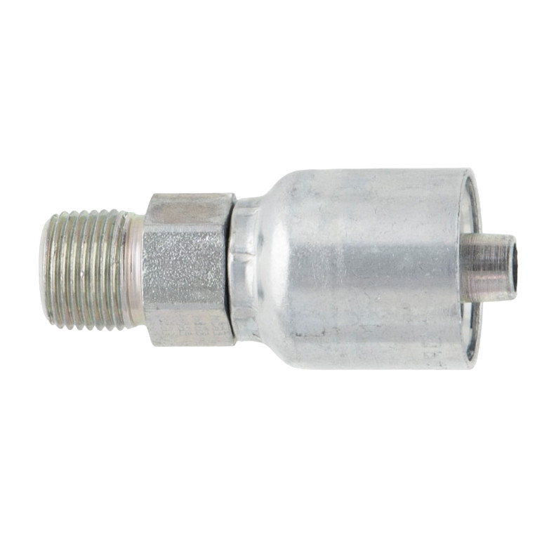 PARKER 43 Series Hydraulic Hose Fitting,Crimp Style, Straight,MNPTF Rigid End,70 deg F,Steel,Chromium 6 Free Plated