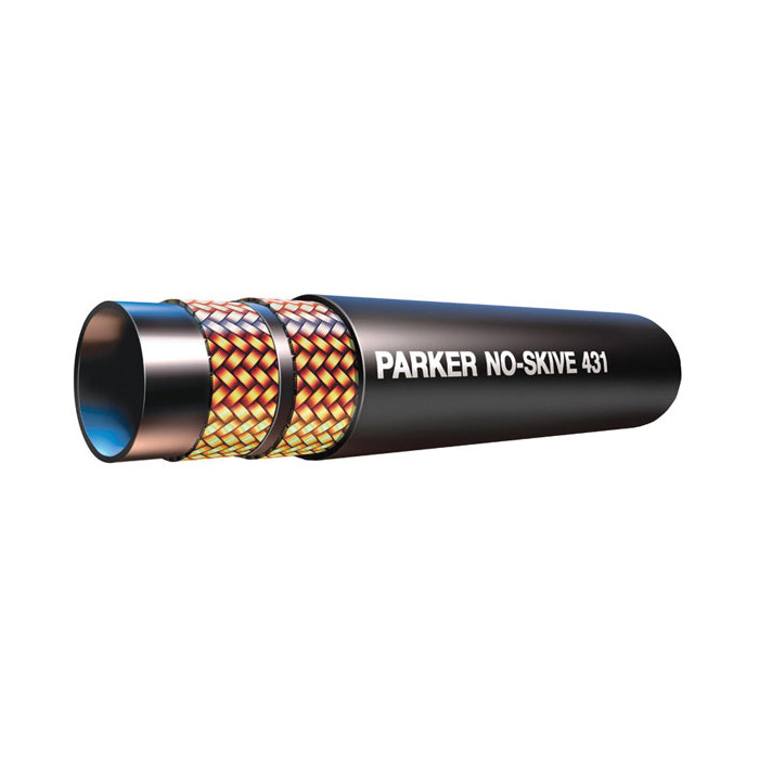 PARKER 431 Hydraulic Hose, No-Skive, -40 to 257 deg F, Synthetic Rubber, Neoprene Coated, Black, Domestic