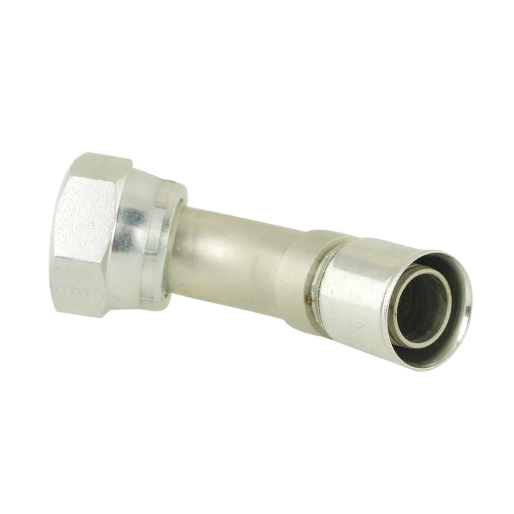 PARKER Elbow, 91/91N Series, Crimp x 37 deg Female JIC Swivel End, 90 deg, 3000 psi, Steel, Chromium 6 Free Plated, Domestic