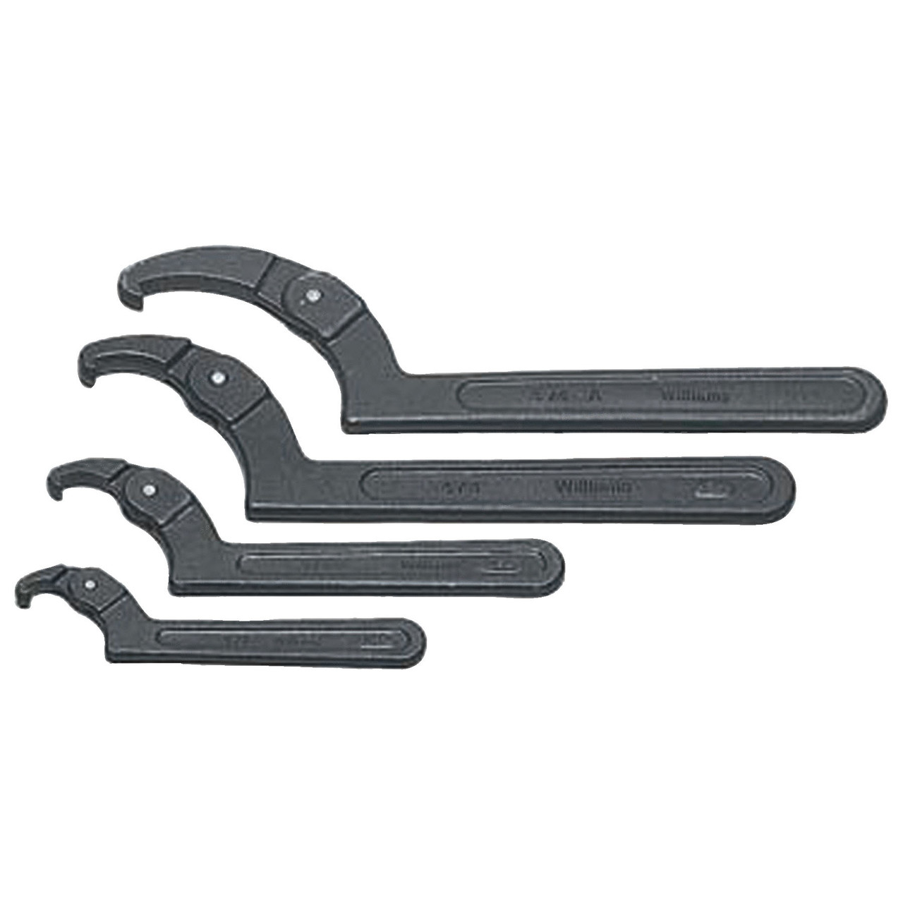 Spanner Wrench, Plain Grip, Black, Adjustable Face, Oxide Coated, 2 to 4-3/4 in