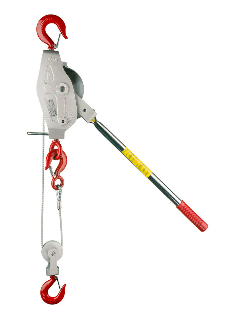 Ratchet Winch Hoist, Portable, 1.5 ton, 7/32 in Dia Cable, 18 in Min Between Hook, Reversible