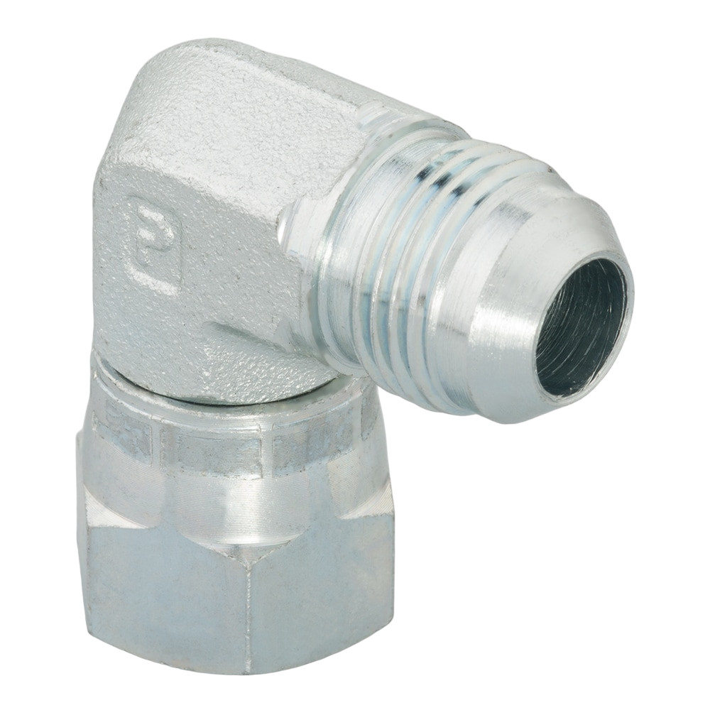 PARKER Elbow, Triple-Lok Swivel Nut, 90 deg Elbow, 37 deg Male Flare x 37 deg Female Flare Swivel End, Steel, Domestic