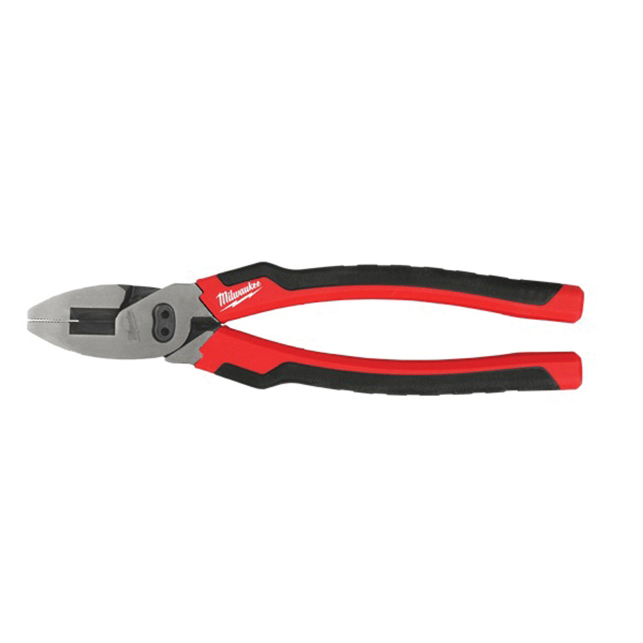 Combination Plier, Spring Loaded, 1 in, High Leverage Jaw, 1-5/8 in lg Jaw, Carbon Steel Jaw, 9 in Lg, 1 Side Cutter, Ergonomic Grip, Black,  Red Color
