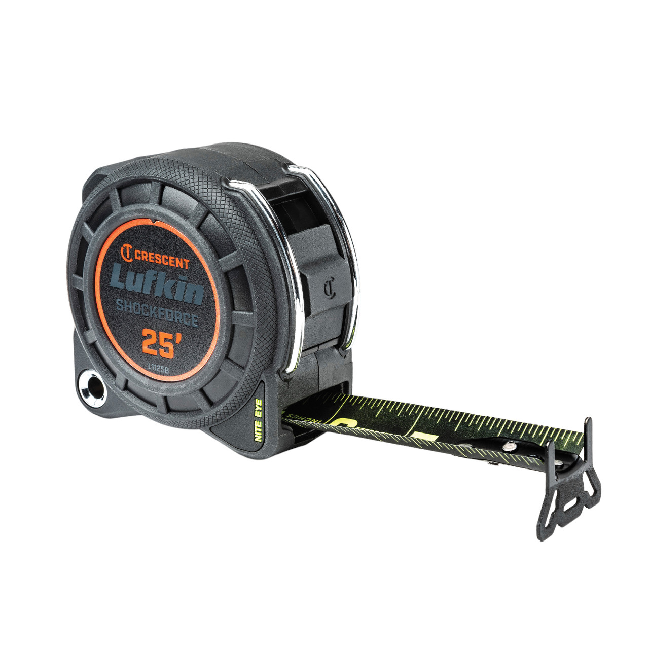 Measuring Tape, 2-Sided, Imperial, 25 ft Lg Blade, 1-3/16 in Wd Blade, Steel Blade, 14 ft Standout, Power Return Rewind, 360 deg End Measuring Tape, 2-Sided, Imperial, 25 ft Lg Blade, 1-3/16 in Wd Blade, Steel Blade, 14 ft Standout, Power Return Rewind, 360 deg End