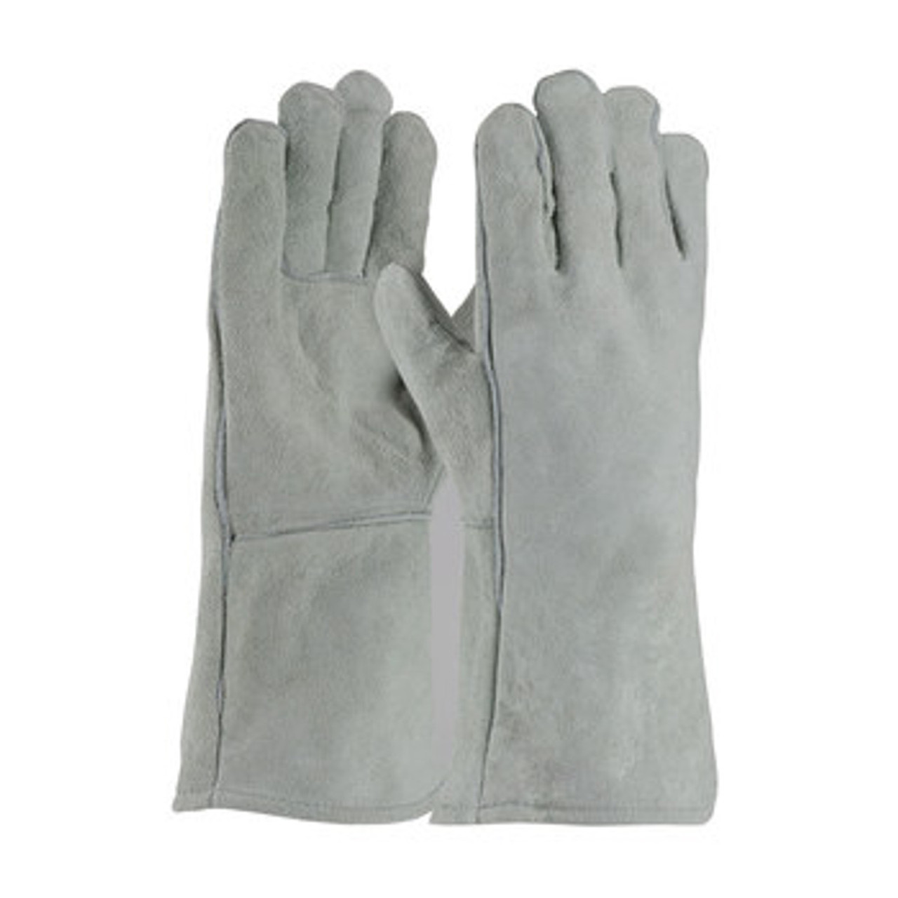 Welding Gloves, Shoulder Grade, Large, Cowhide Leather Palm, Split Cowhide Leather, Gray , Wing Thumb, Cotton, Full Leather Gauntlet Cuff, 13-1/2 in Lg Welding Gloves, Shoulder Grade, Large, Cowhide Leather Palm, Split Cowhide Leather, Gray , Wing Thumb, Cotton, Full Leather Gauntlet Cuff, 13-1/2 in Lg