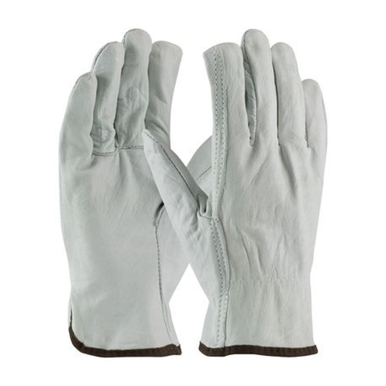 General Purpose Gloves, Economy Grade, Driver Glove, Medium, Top Grain Cowhide Leather Palm, Top Grain Cowhide Leather, Gray , Straight Thumb, Unlined