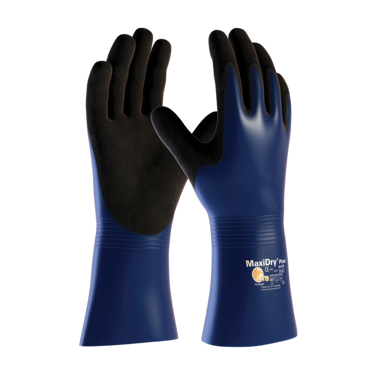 Chemical Resistant Gloves, Hand Specific Liquidproof, Medium, Lycra®,  Nitrile Palm, Lycra®,  Nitrile, Black,  Blue , Anti-Slip, Ambidextrous, Nylon/Lycra®