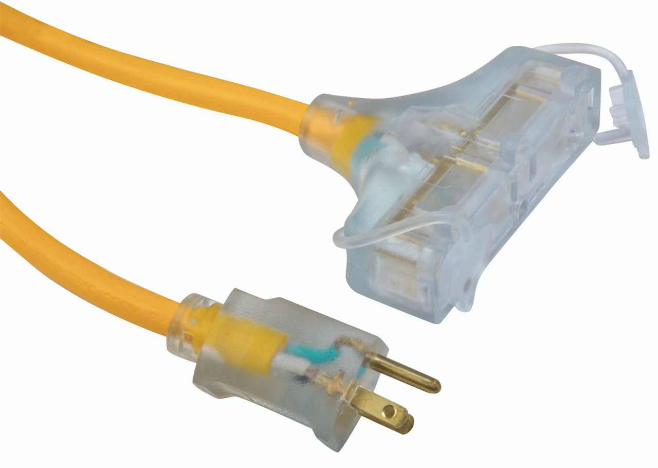 Extension Cord, SJTW, 125 VAC, 15 A, 12 AWG Cord, 25 ft Lg Cord, 3 Conductor, 12 AWG Conductor, Copper Conductor, 0.595 in od, Polyvinyl Chloride Insulation, Tritap