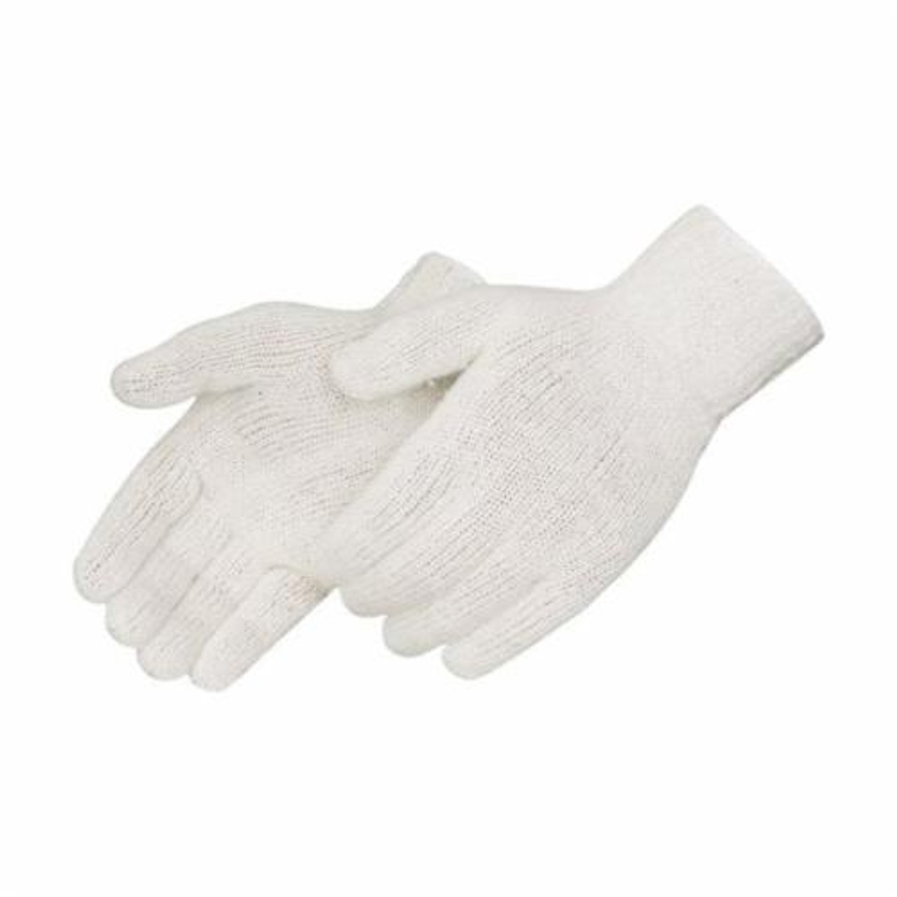 General Purpose Gloves, Standard Weight, Small, Cotton,  Polyester Palm, 60% Cotton,  40% Polyester, Natural White , Seamless, Unlined, Knit Wrist Cuff