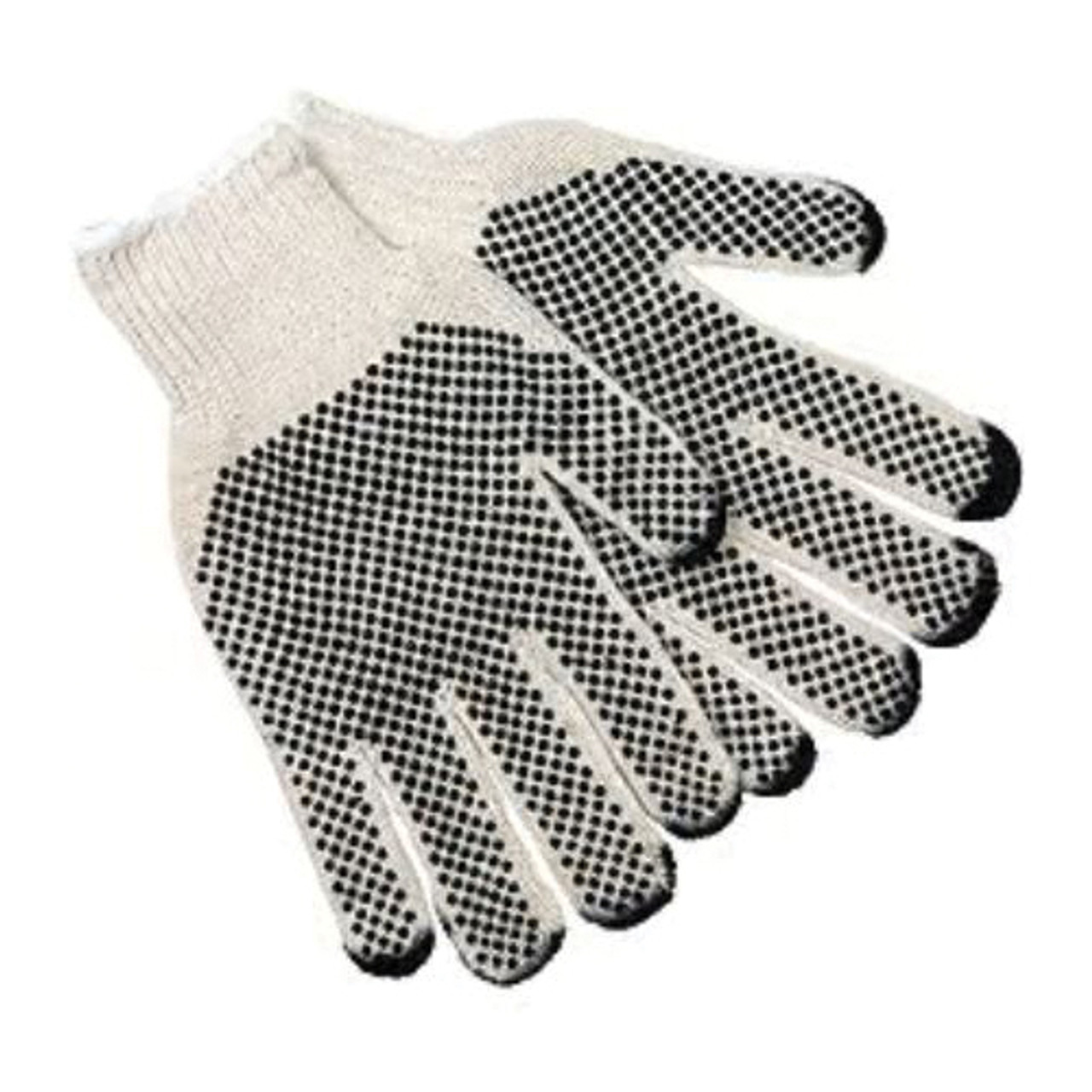 General Purpose Gloves, Reversible, Large, Polyvinyl Chloride Palm, Cotton, Brown,  Natural , Standard Finger,  Straight Thumb, Unlined, PVC Coated