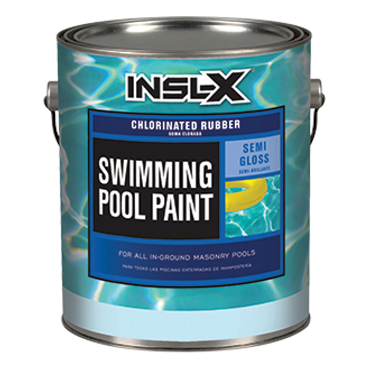 Pool Paint, Chlorinated Rubber, 1 gal Container, Can, Liquid, White , Semi Gloss, < 600 g/L VOC, Solvent