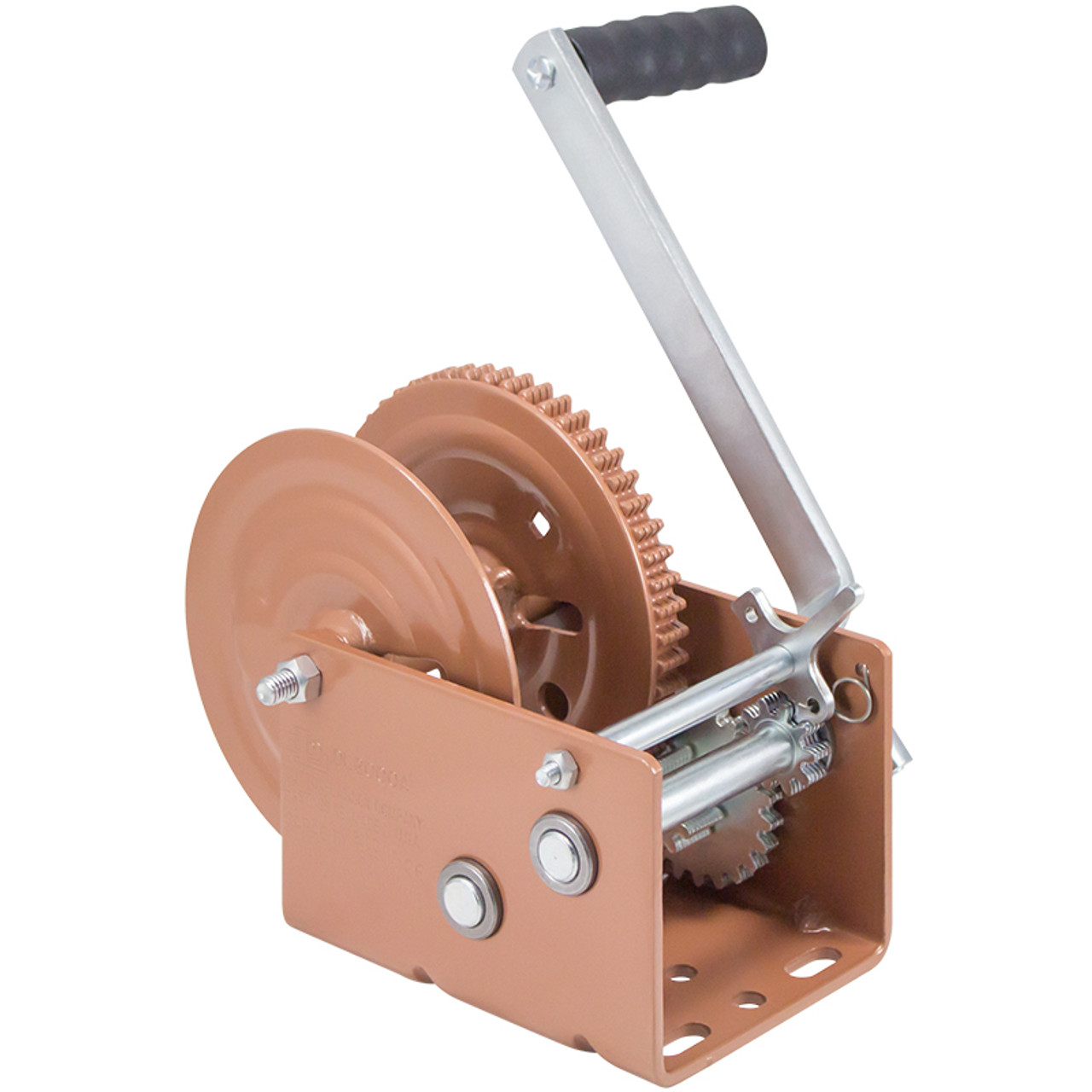 Pulling Winch, 2000 lb, Suitable For Horizontal Pulling Applications,  Vertical Lifting Applications, Bronze, Zinc Plated, 9-1/2 in Handle