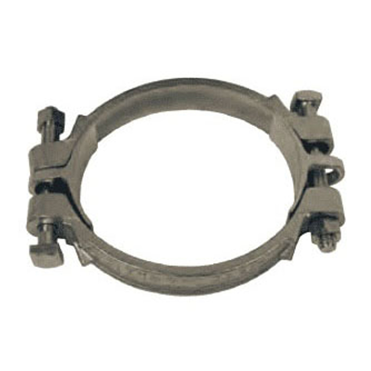 Bolt Clamp, 2-Bolt, 60 ft-lb Torque, Iron Band, Plated Iron Bolt, Zinc Plated, Domestic, 5-15/16 to 6-1/2 in Hose OD
