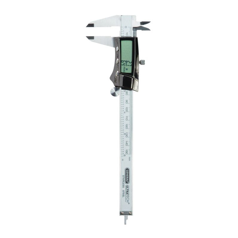 Digital Caliper, Fractional, 0 to 6 in, 0.001/0.02 mm, Stainless Steel