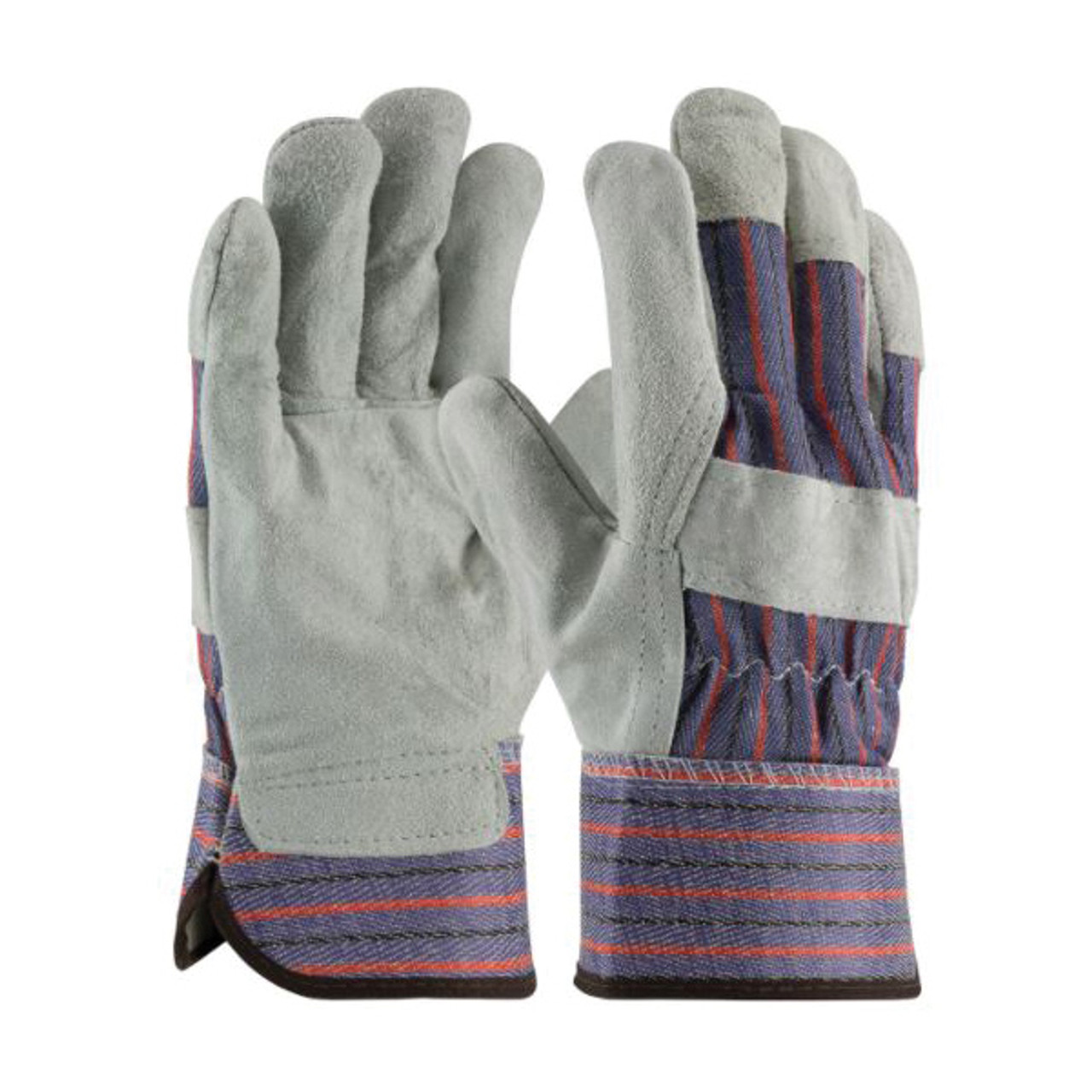 General Purpose Gloves, Large, Cowhide Leather Palm, Cowhide Leather, Black,  Blue,  Gray,  Red , Gunn Cut,  Full Finger,  Wing Thumb, Cotton, Uncoated