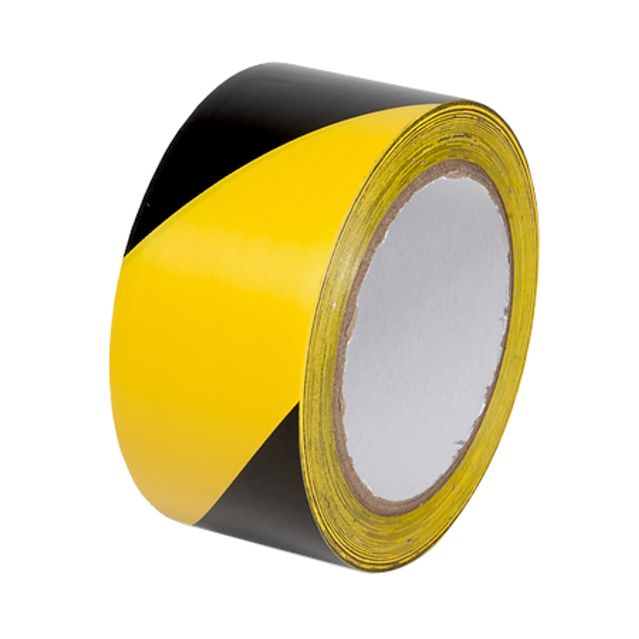Hazard Tape, 108 ft Lg, 2 in Wd, 6 mil Thk, Black,  Yellow , Polyvinyl Chloride,  Vinyl Adhesive