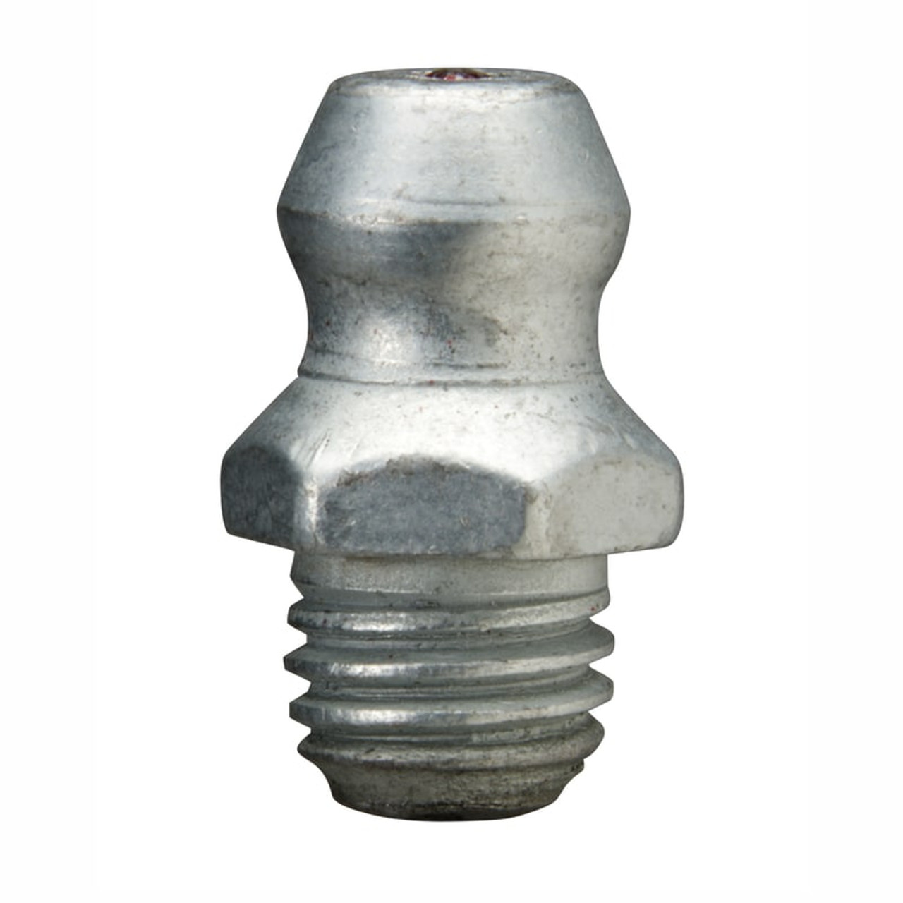 Zerk Fitting, 45 deg, 3/8 in Hex, Trivalent Zinc Plated, Steel, 1/4 in-28 Thread, 13/16 in Lg, 0.203 in Lg Shank