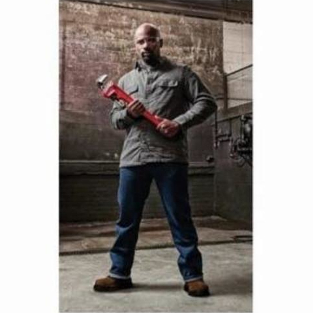 Pipe Wrench, Heavy duty,  Straight, 8 in, 60 in Lg, Floating Forged Hook Jaw, Alloy Steel Jaw, I-Beam, Ductile Iron Handle, Red Handle, Knurled Nut Adjustment