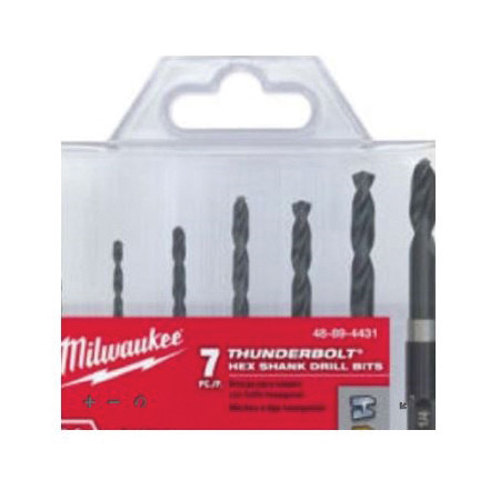 Driver Bit Set, Hex, 7 -Piece, 1/16 to 1/4 in Drive, Hex Drive,  Parabolic Flute,  Split Point, Suitable For Power Drills, High Speed Steel, Black Oxide