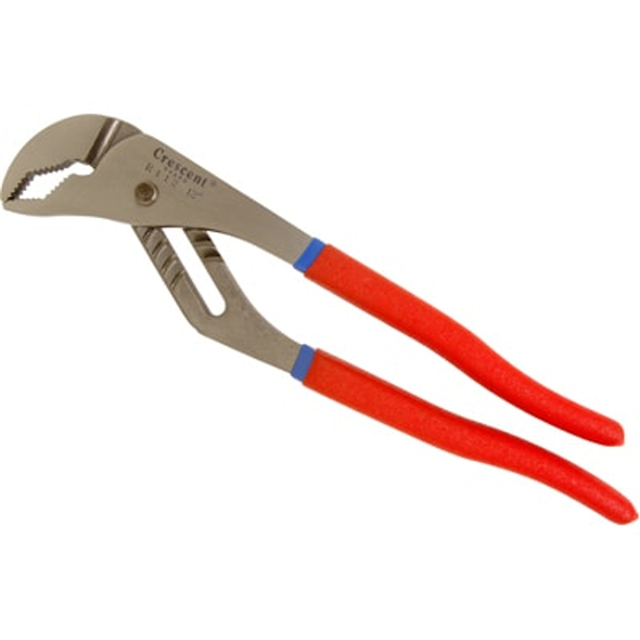 Tongue and Groove Plier, Cushion Grip, Polished, 2 in, Curved Jaw, 8 in Jaw, Alloy Steel Jaw, 12 in Lg, Plastic Handle