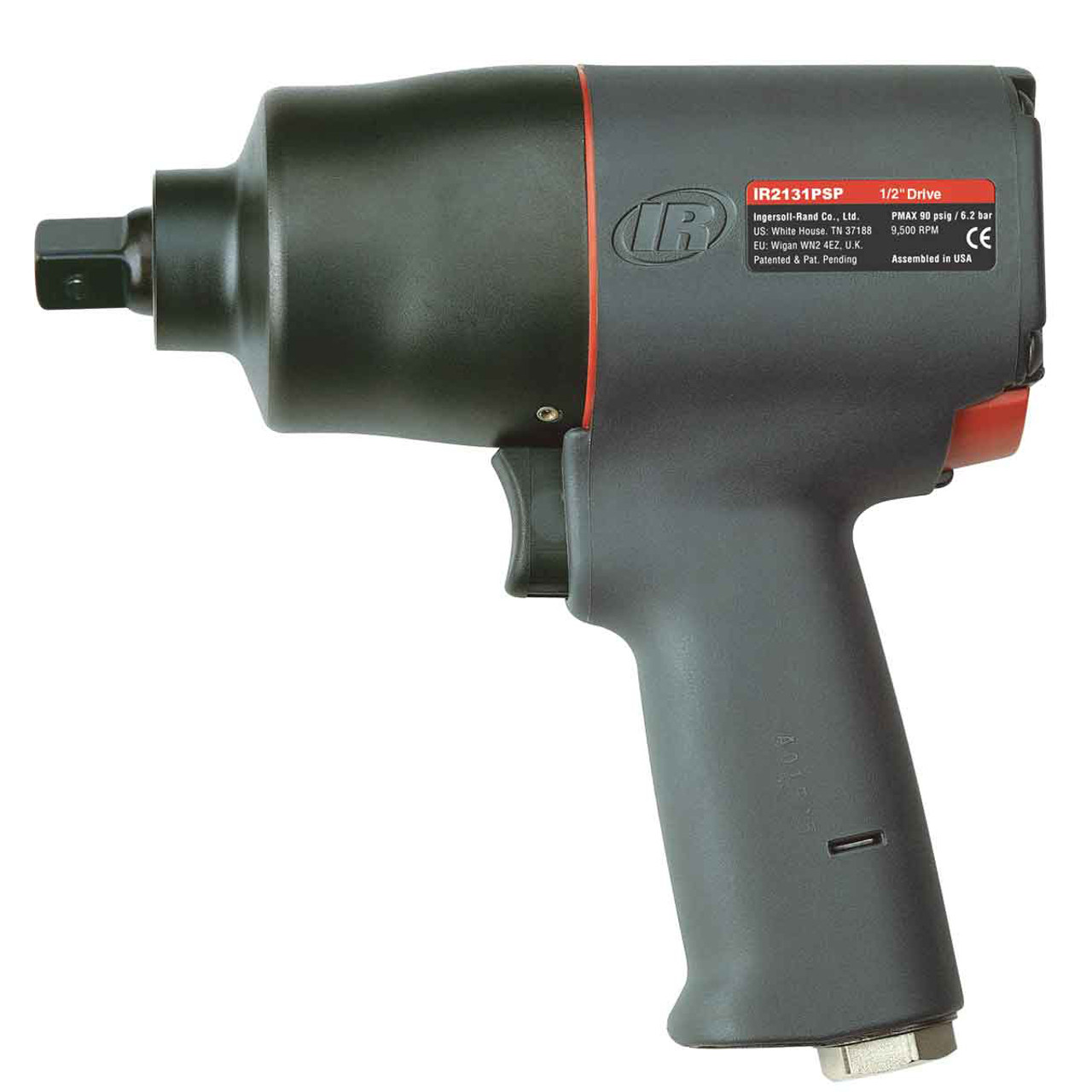 Impact Wrench, Hazardous Duty, Tool, Pin Drive, 1/2 in Drive, 1250 BPM, 600 N/m Torque, 1250 bpm, 4.4 cfm, 3/8 in Min Hose, Pistol Grip, 93.7 dB, 190 mm Lg