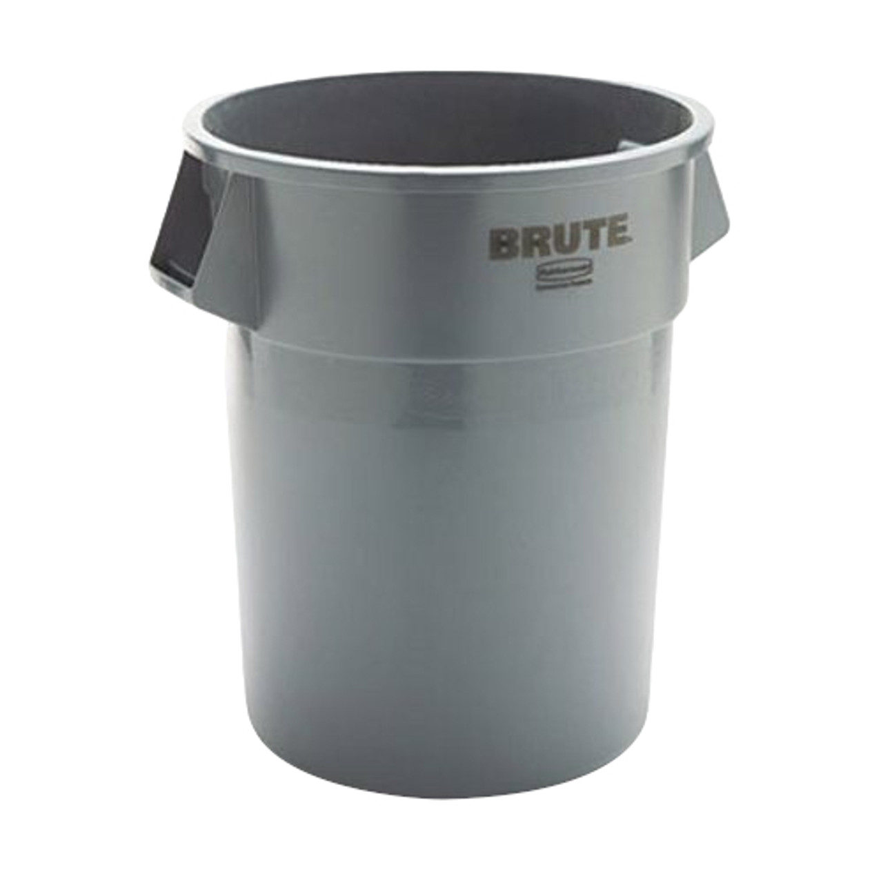 RUBBERMAID Waste Container, Outdoor, 55 gal, 26-1/2 in Dia, 33 in Ht, Round Cylinder Shape, Plastic, Gray , Open Top