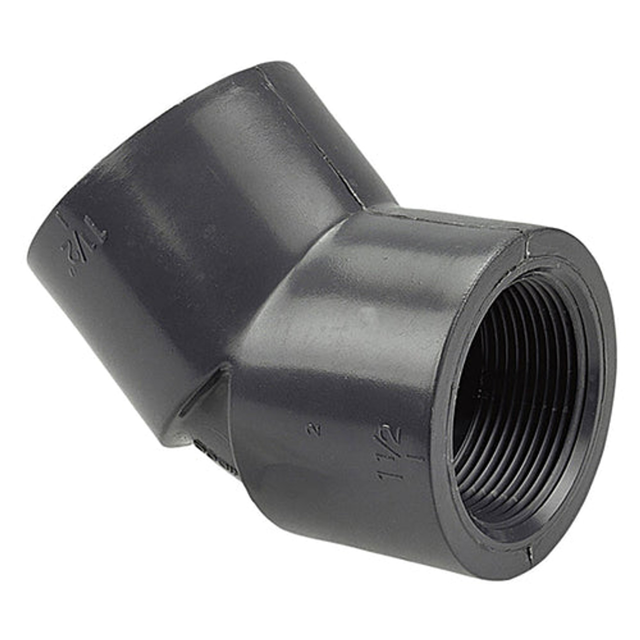 Elbow, 45 deg Elbow, 1/4 in, NPT End, SCH 80, PVC
