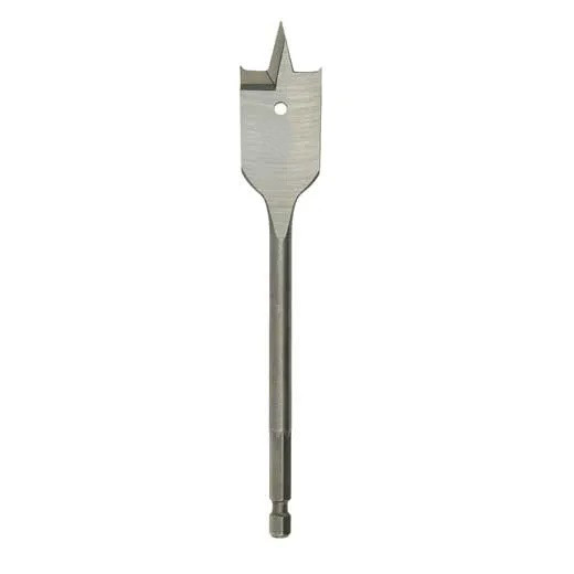 MILWAUKEE Flat Boring Bit, 6 in Lg, 3/16 in Shank, Hex Shank, Right Hand Cut, High Carbon Steel Cut Edge, Silver , 1/4 in Dia, Bright, Flat Flute, High Speed Steel