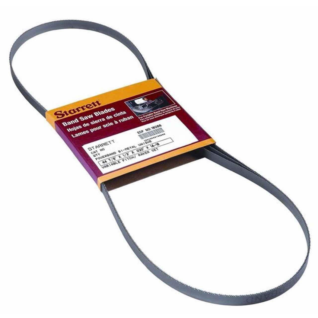 Portable Band Saw Blade, 3 ft Lg, 1/2 in Wd, 0.02 in Thk, Regular Teeth, Bi-Metal Cut Edge, Alloy Steel Body, Machinable Metals,  Stainless Steel Applicable