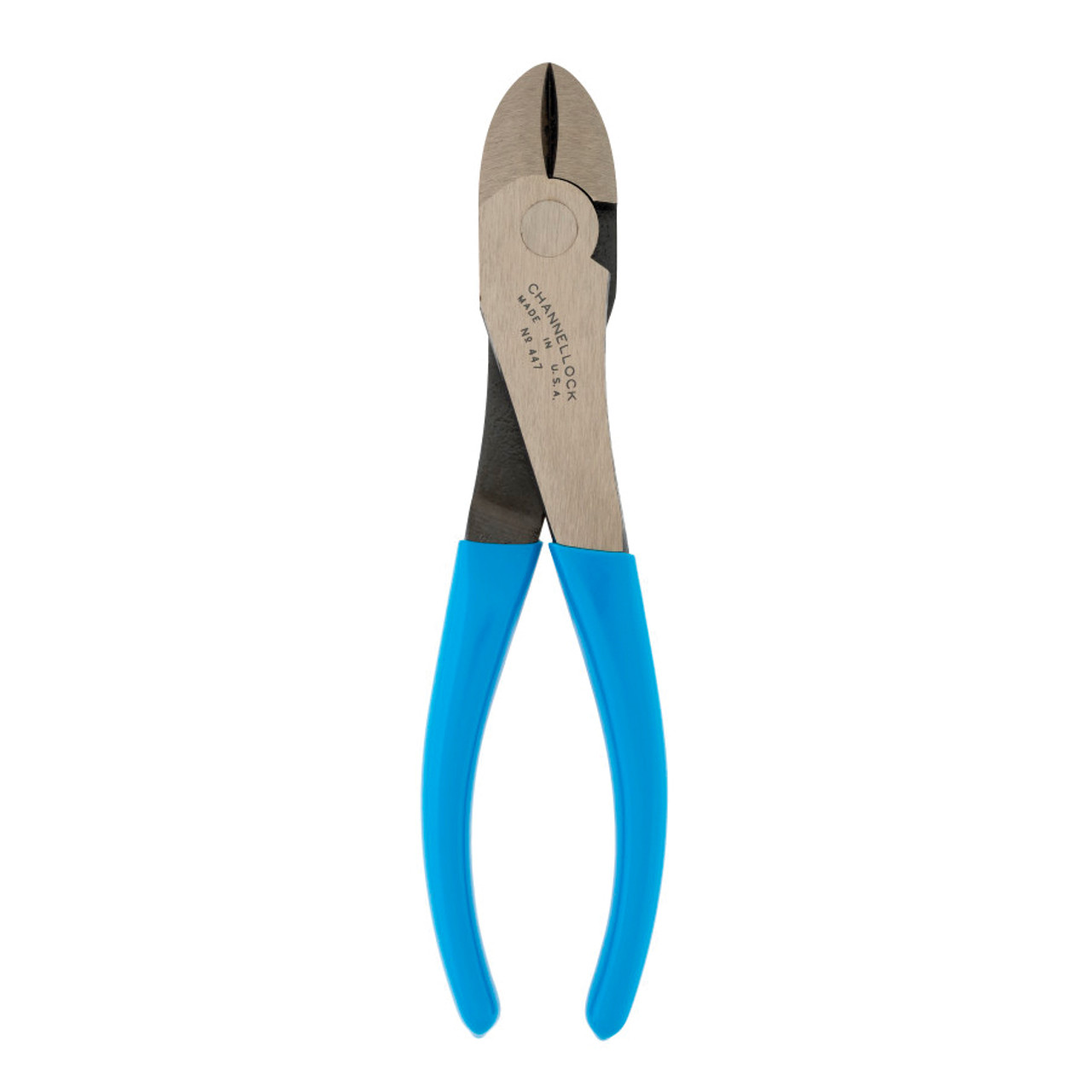 Diagonal Cutting Plier, High Leverage, 7-3/4 in Lg, Comfort Grip, High Carbon Steel Handle, Blue , Curved/Lap Joint Jaw, 1.02 in lg Jaw, Diagonal Cut