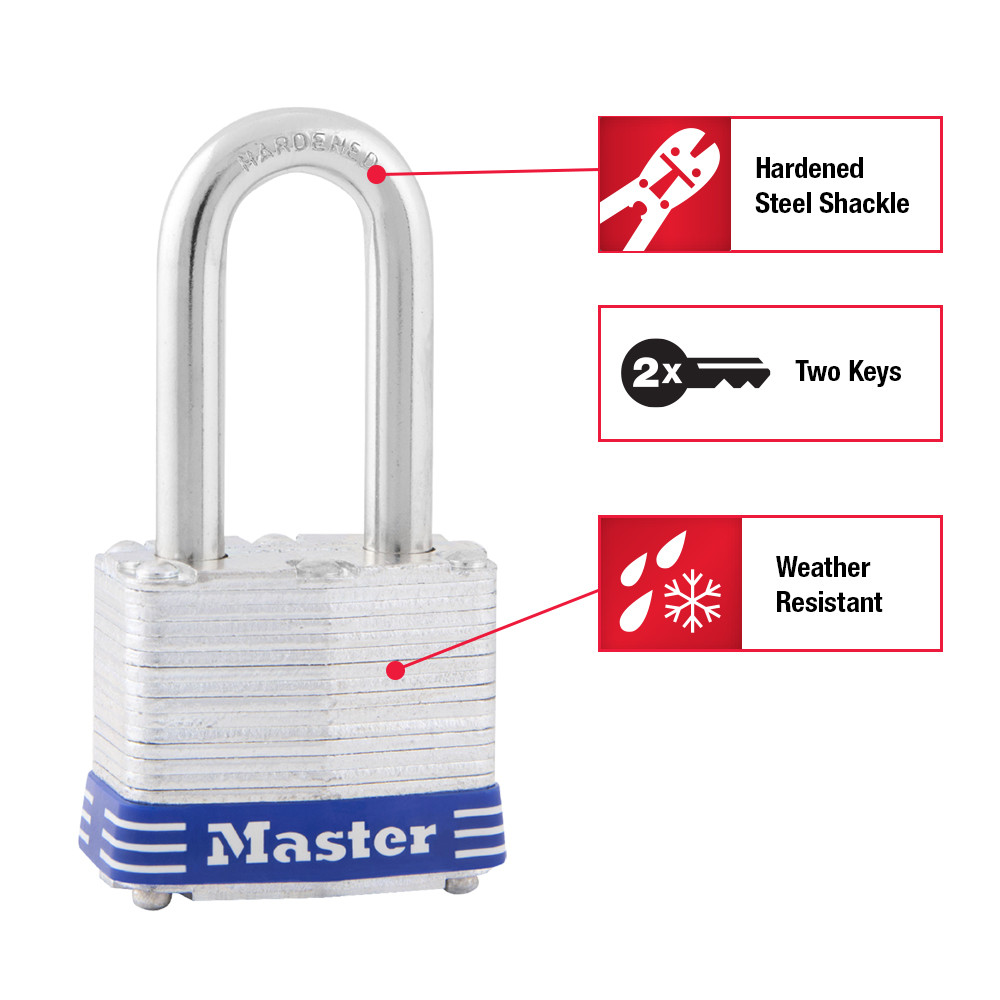 Security Padlock, 0.625 in Wd Shackle, Steel Shackle, 1.5625 in Wd Body, 4-Pin Cylinder Locking, Silver Color, Different Key, 3, 0.28125 in Dia Shackle, 3DLF