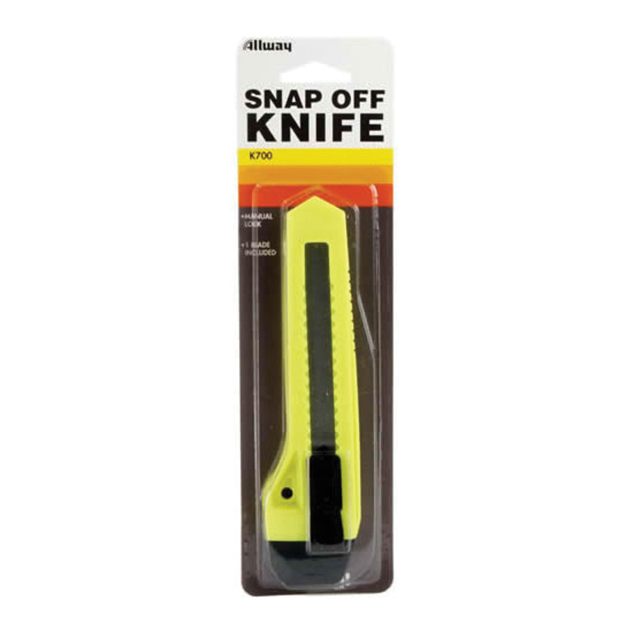 Utility Knife, Snap-Of,  13-Point, ABS Handle, 9 mm Wd, High Carbon Steel Blade