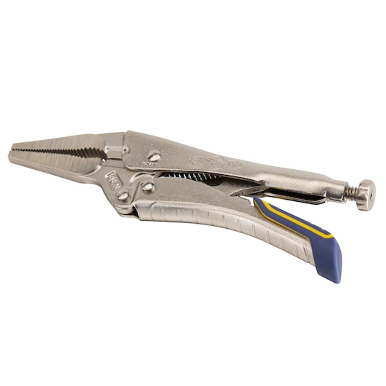 Locking Plier, Long Nose, Long Jaw, 2 in lg,  5/16 in thk Jaw, Alloy Steel Jaw, 6 in Lg, ProTouch™ Grip, Blue,  Yellow Handle Color