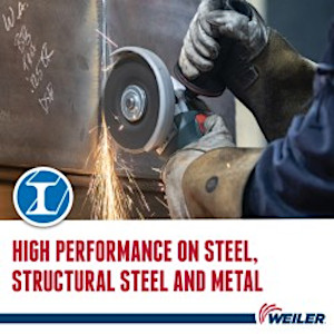 WEILER Tiger Zirc Type 27 Grinding Wheel, 7 inch x 1/8 inch x 5/8-11 Fast and Long Life,  Performance Line,  T Wheel Hardness, Black Wheel, 1 Reinforced, ANSI B7.1-2010, 