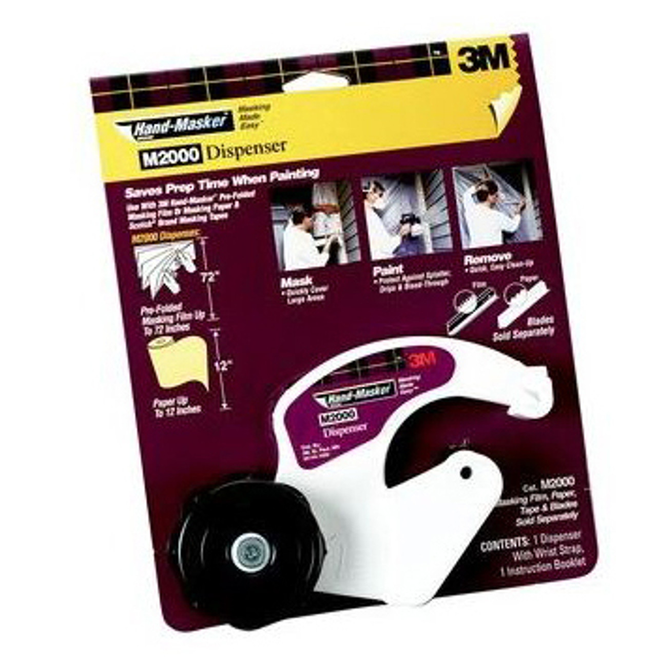 Dispenser, 11.13 in Wd Tape, Plastic,  Metal, Black,  Yellow Color