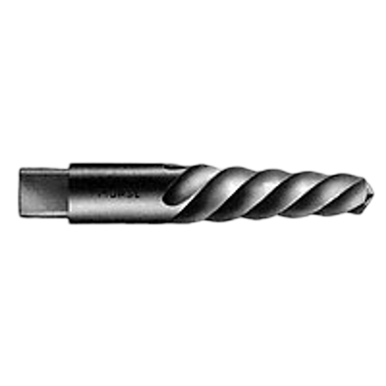 Screw Extractor, Left Hand,  Spiral Flute, Imperial, 7/64 in Dia Large End, 1/8 in Dia Small End, #2 Extractor, For Screw 1/4 in, Chromium Steel, Bright