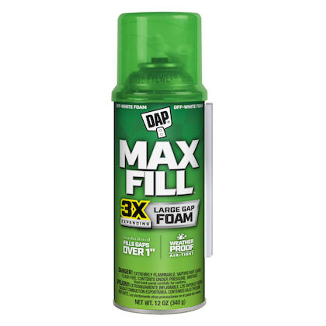 DAP Foam Sealant, Large Gap Foam, 60 to 100 deg F, Aerosol Level II Flammability, 12 oz Container, Off-White , Solvent