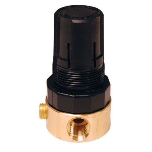 Relieving Regulator, Miniature, 1/4 in Port, 10 scfm, 0 to 125 psi, 40 to 120 deg F, Brass, R36402CK