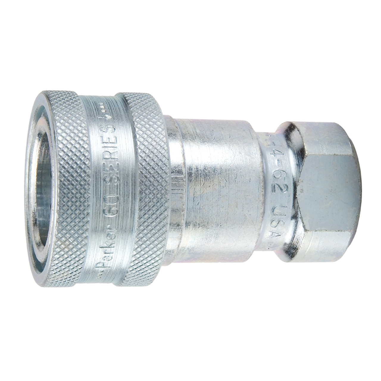 PARKER Hydraulic Quick Coupling, General Purpose, 1/2 in, Female Coupler x FNPT End, 1.12 in Hex, 2.87 in Lg, 4000 psi, -40 to 250 deg F, Steel, Zinc Plated, Domestic PARKER Hydraulic Quick Coupling, General Purpose, 1/2 in, Female Coupler x FNPT End, 1.12 in Hex, 2.87 in Lg, 4000 psi, -40 to 250 deg F, Steel, Zinc Plated, Domestic