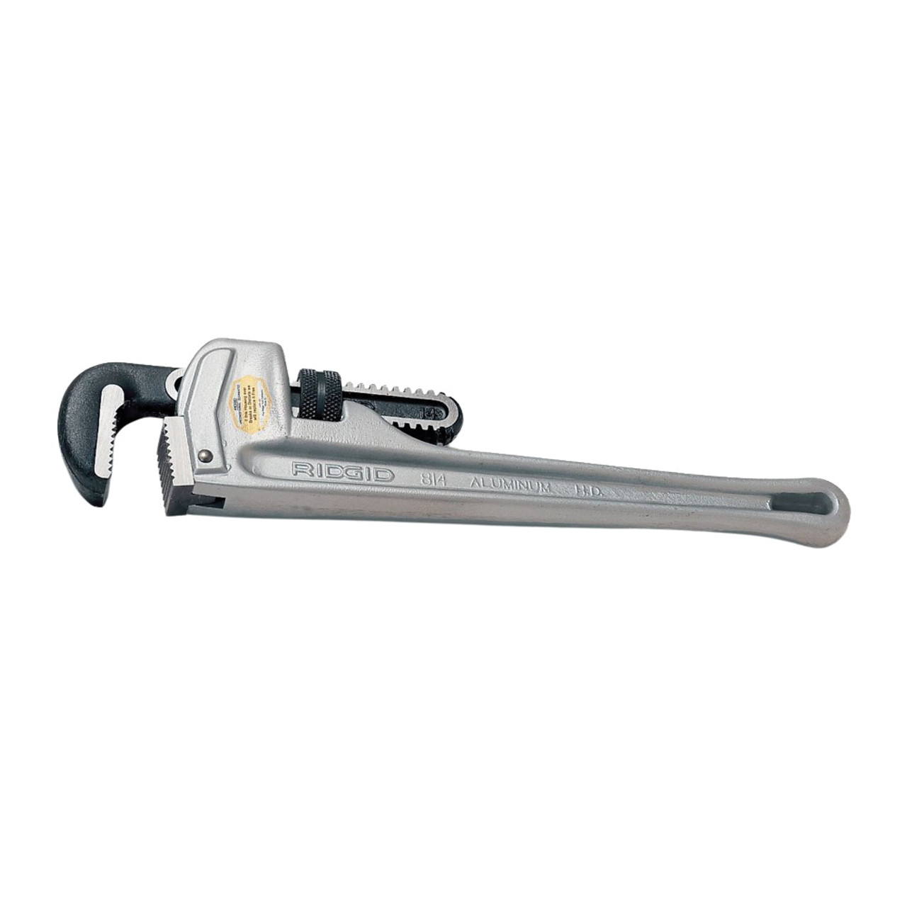 Pipe Wrench, Straight, 2 in, 12 in Lg, Floating Forged Hook Jaw, Alloy Steel Jaw, I-Beam, Aluminium Handle, Knurled Nut Adjustment