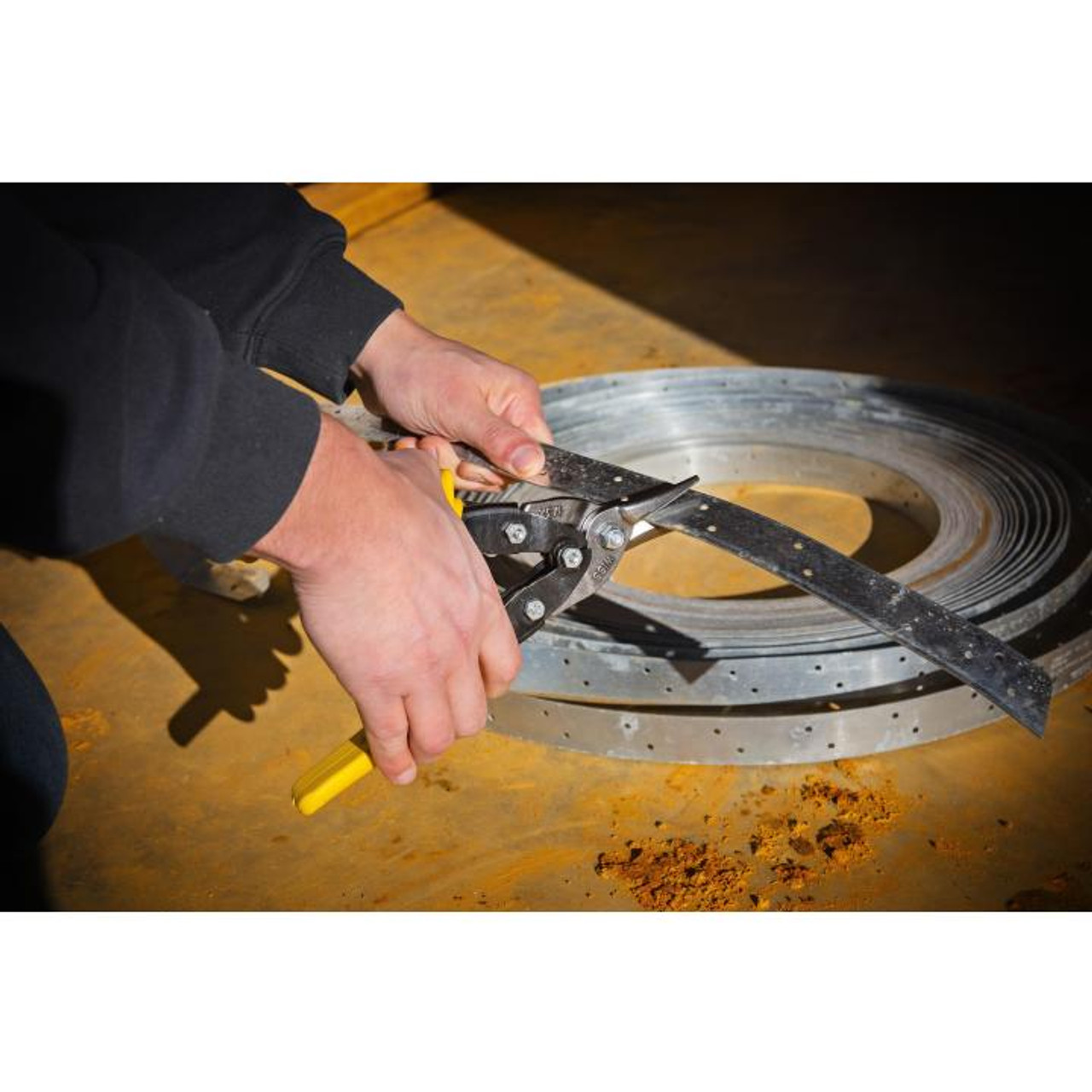 Aviation Snip, Compound Action Straight,  Left and Right Cut, 18 ga Low Carbon Cold Rolled Steel, 1-1/2 in Lg of Cut, Left/Right/Straight/Slight Snip